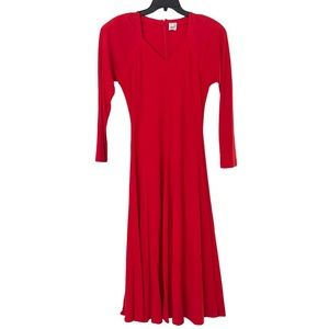 Vintage 80’s Sweetheart Neckline Long Sleeve Cherry Red Maxi Dress
